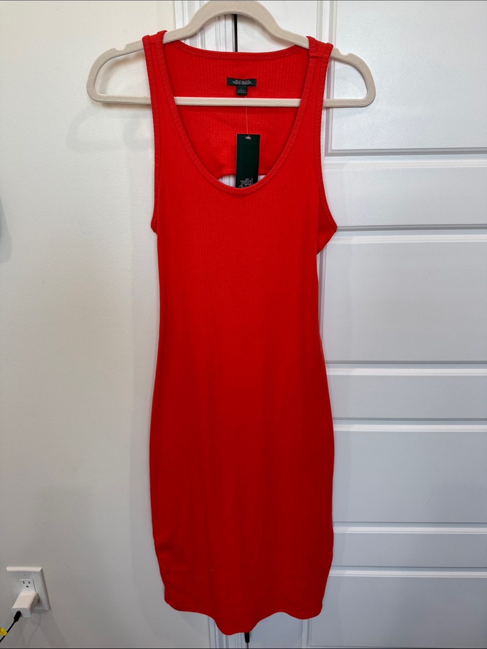 NEW Wild Fable Orange Open-Back Summer Dress Ribbed, Juniors Large